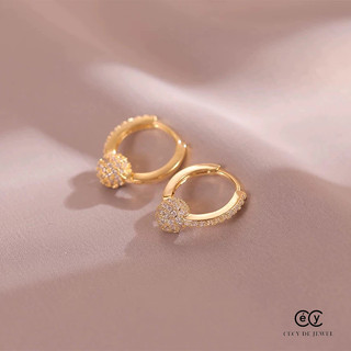 Khuyên tai bạc ý 925 mạ vàng 18k khuyên tròn cecy k1905