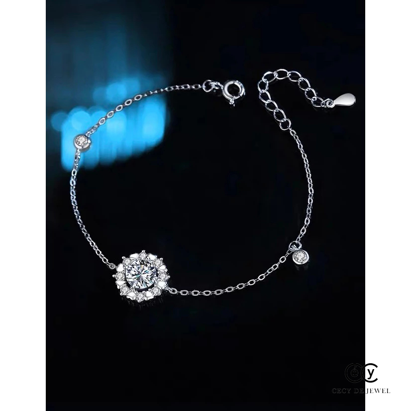Lắc tay Kim cương Moissanite 5li kiểm định GRA Bạc ý 925 CECY M06091