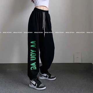 Quần bom bo gấu chun chữ AA YOU AG cực tôn dáng unisex đẹp, quần bom đen đẹp chữ xanh cá tính