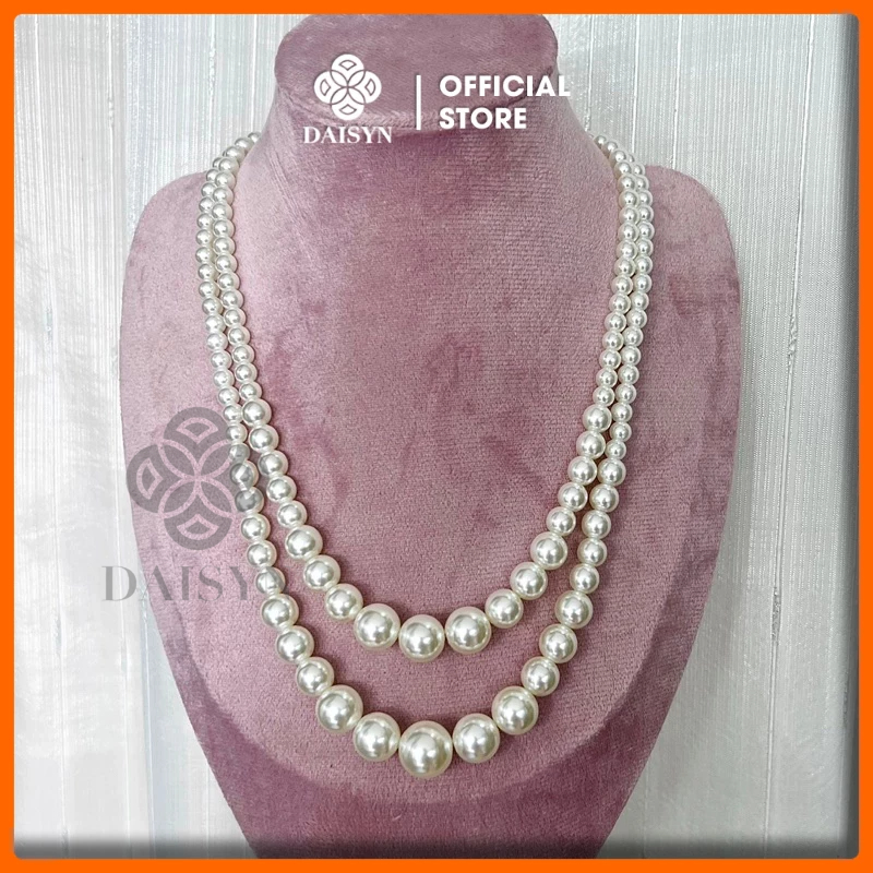 N393 dây chuyền 2 sợi hạt ngọc hạt trai sang trọng cho nữ