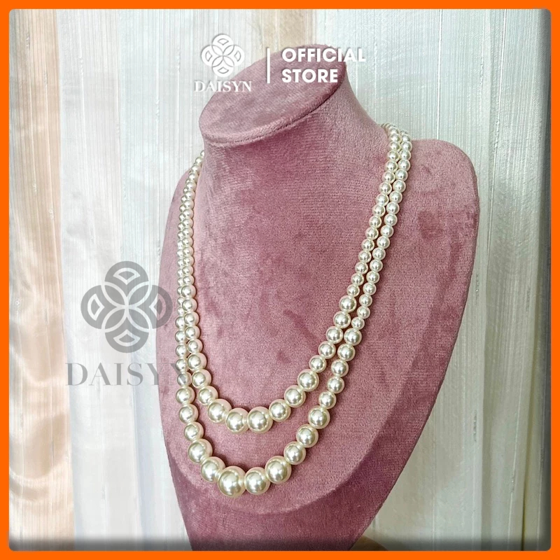 N393 dây chuyền 2 sợi hạt ngọc hạt trai sang trọng cho nữ