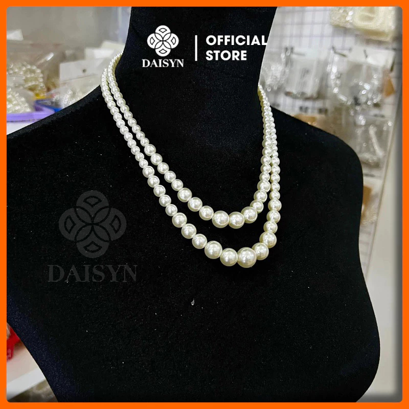 N393 dây chuyền 2 sợi hạt ngọc hạt trai sang trọng cho nữ