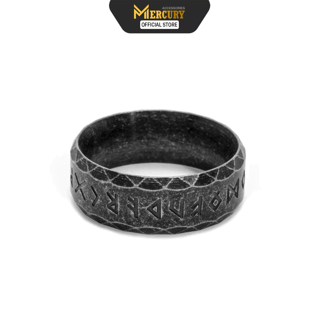 Nhẫn titan nam vĩnh cửu,không gỉ cổ ngữ Rune Mercury