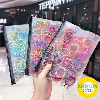 ( Hàng Đẹp) Túi 500 DÂY BUỘC TÓC  Siêu Co Dãn Đàn Hồi, DÂY CỘT TÓC NHIỀU MÀU CÓ TÚI Zip