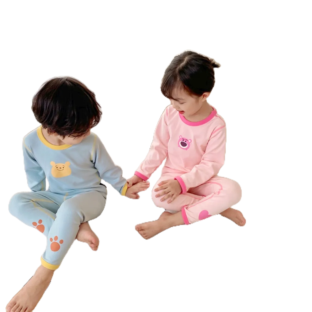 Sét Đồ Thu Đông Cotton Len In Mặt Gấu 2 Màu Xanh, Hồng HONEYBEE Siêu Xinh Cho Bé Trai Bé Gái Từ 8 - 20kg