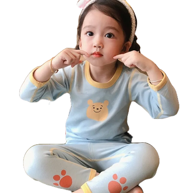 Sét Đồ Thu Đông Cotton Len In Mặt Gấu 2 Màu Xanh, Hồng HONEYBEE Siêu Xinh Cho Bé Trai Bé Gái Từ 8 - 20kg