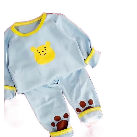 Sét Đồ Thu Đông Cotton Len In Mặt Gấu 2 Màu Xanh, Hồng HONEYBEE Siêu Xinh Cho Bé Trai Bé Gái Từ 8 - 20kg