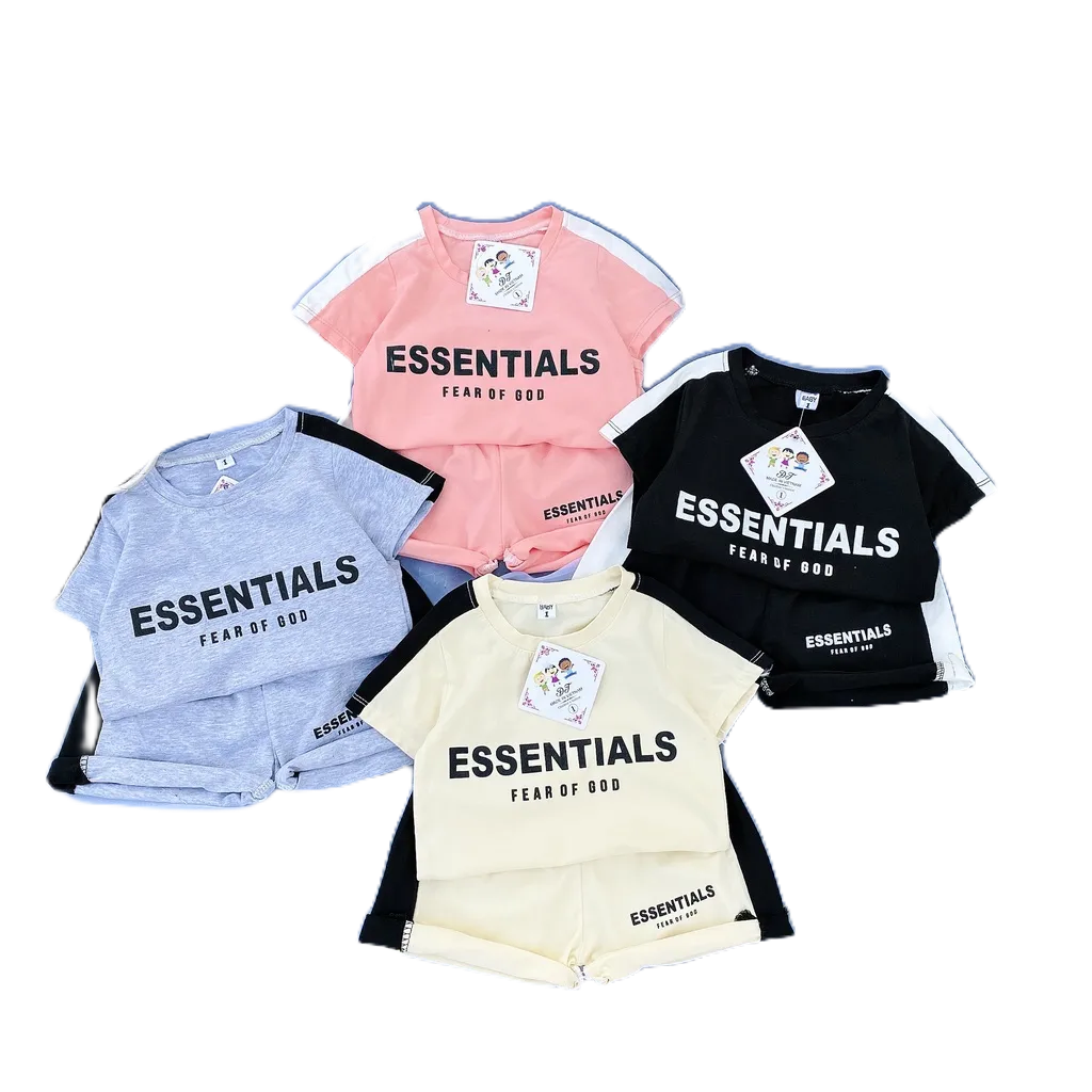 Bộ thun cotton ESSENTIAL 4 màu đen, trắng, hồng, xám cực chất cho bé yêu Hbeekids.vn