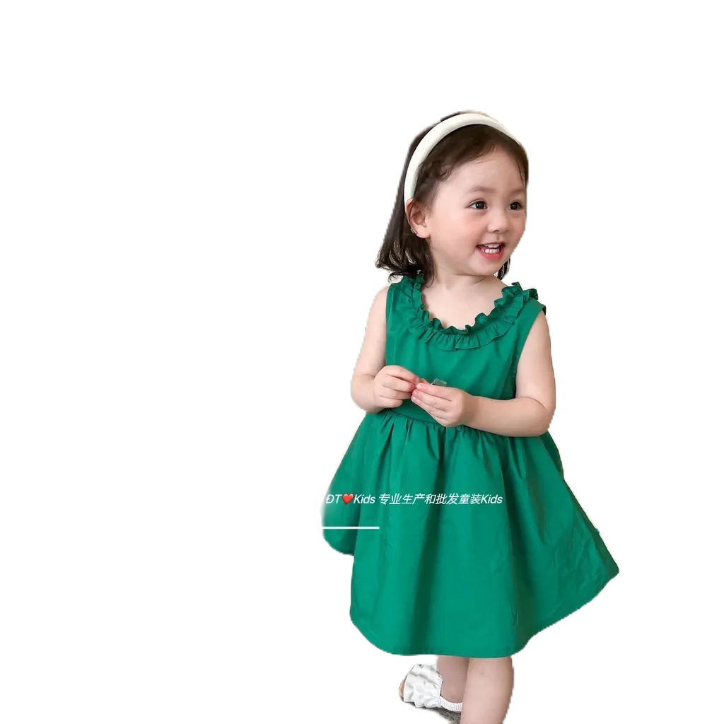 Váy Trơn 3 Lỗ Cổ Bánh Bèo Siêu Xinh Cho Bé Gái Diện Hè Từ 8-18kg