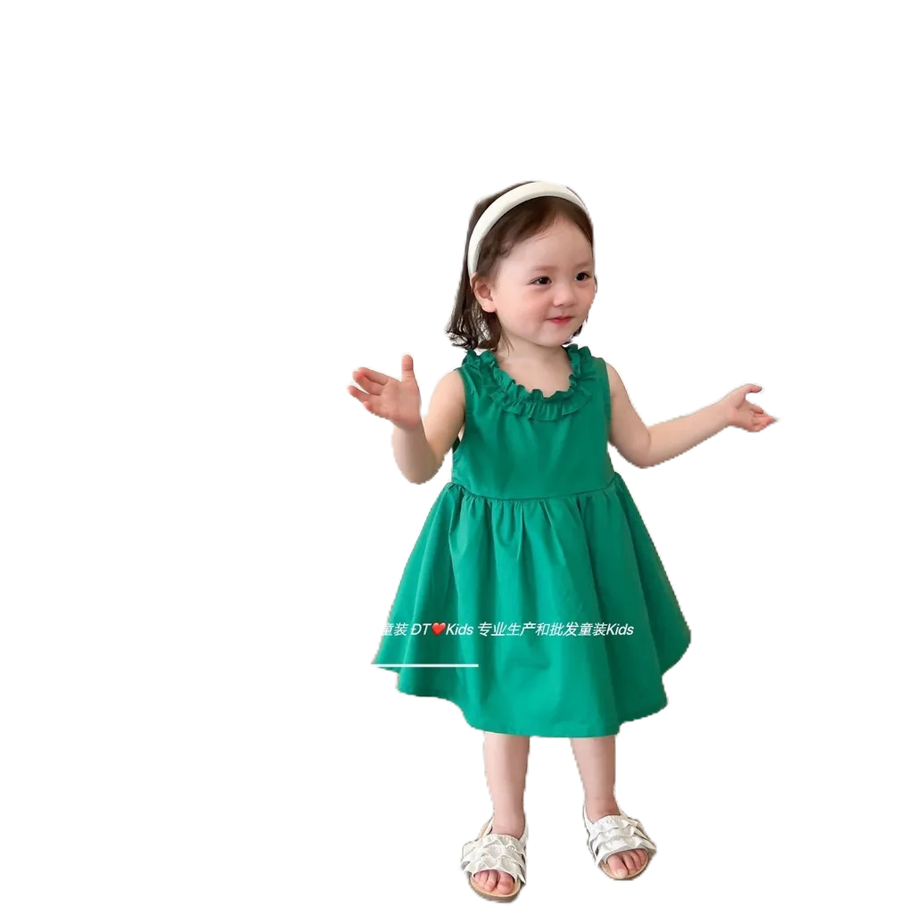 Váy Trơn 3 Lỗ Cổ Bánh Bèo Siêu Xinh Cho Bé Gái Diện Hè Từ 8-18kg