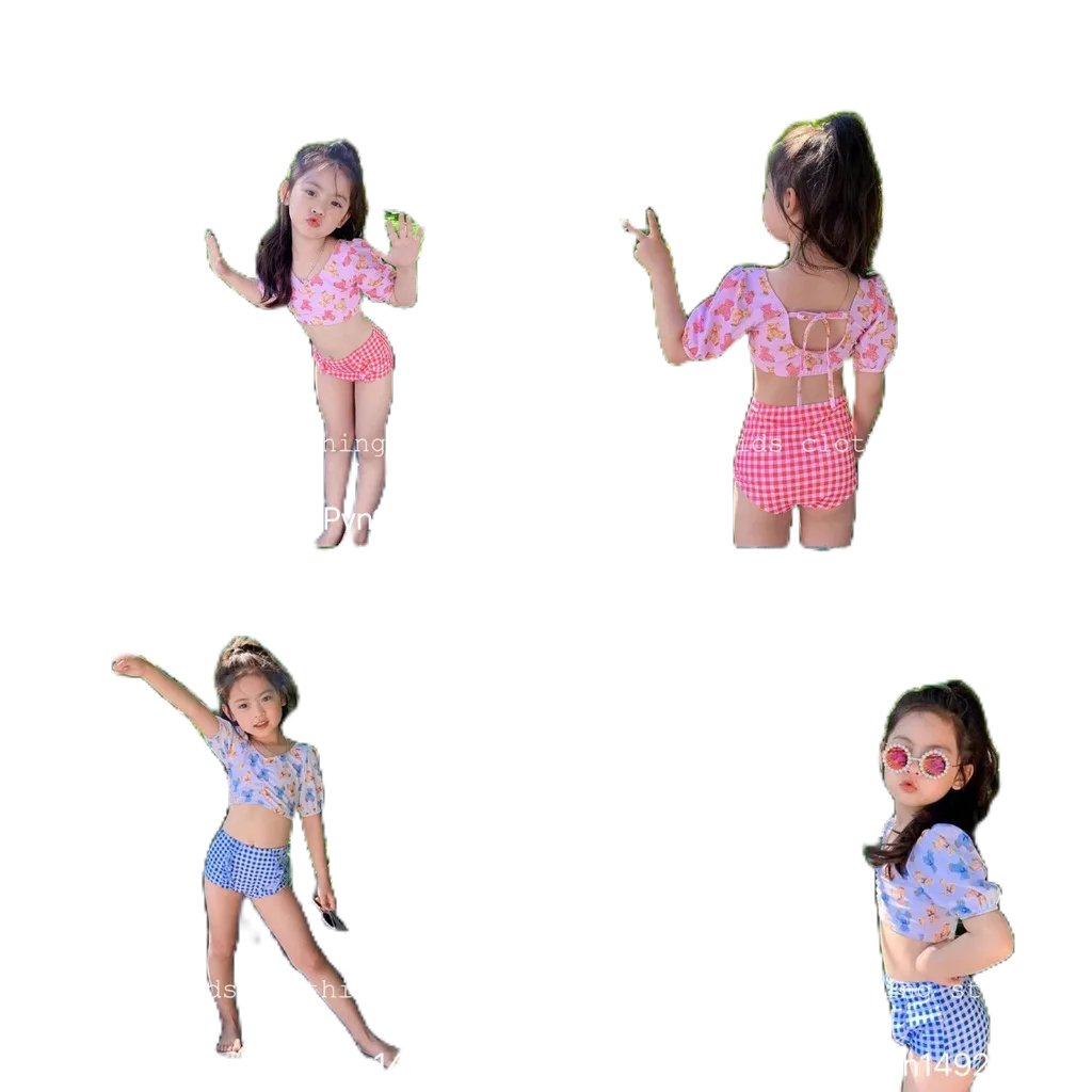 Bikini 2 Màu Hot Trend Sành Điệu Cho Bé Gái Từ 8-18Kg