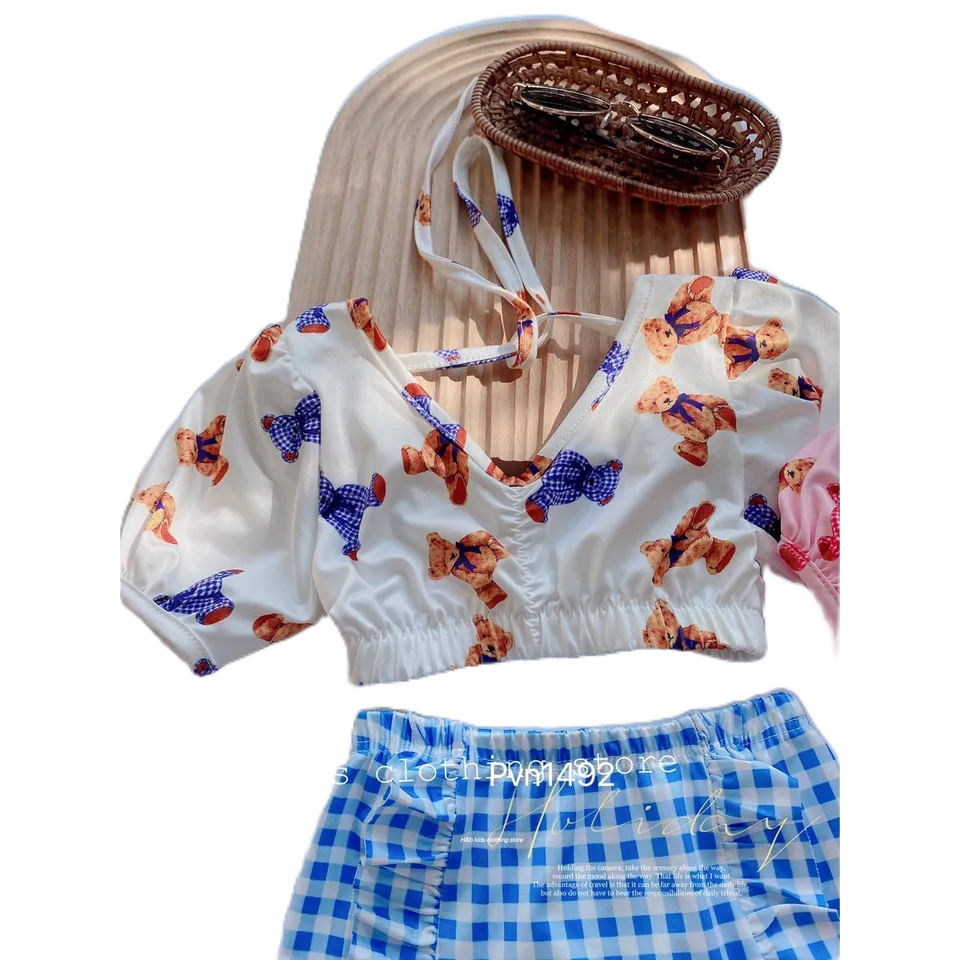 Bikini 2 Màu Hot Trend Sành Điệu Cho Bé Gái Từ 8-18Kg