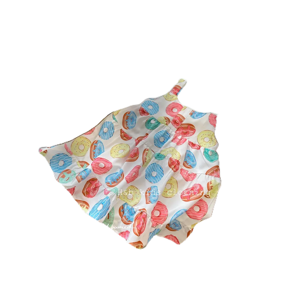 Váy Hai Dây Bản To Chất Liệu Tơ Họa Tiết Tròn Honey Bee Phong Cách Tiểu Thư Cho Bé Gái