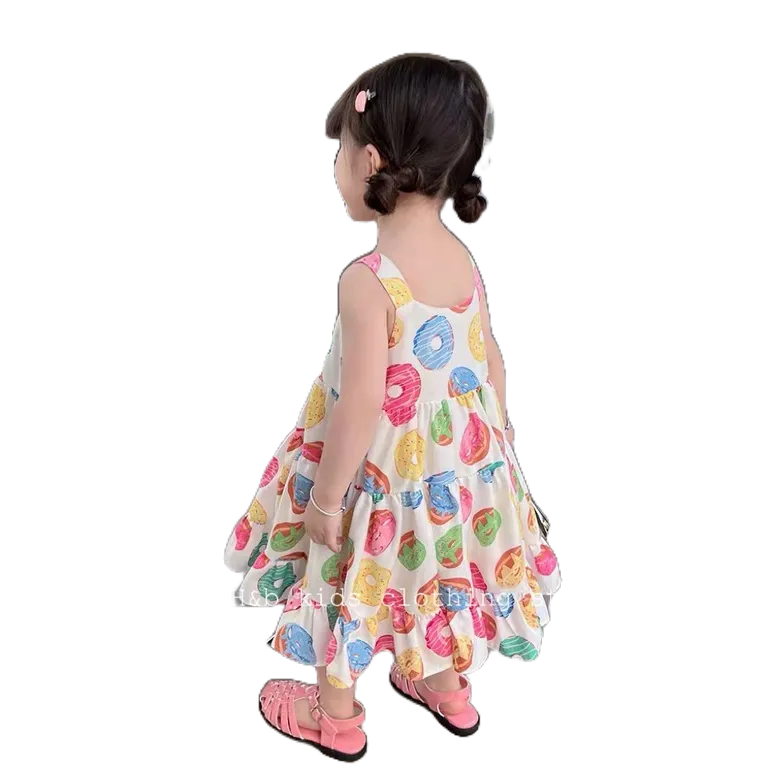Váy Hai Dây Bản To Chất Liệu Tơ Họa Tiết Tròn Honey Bee Phong Cách Tiểu Thư Cho Bé Gái