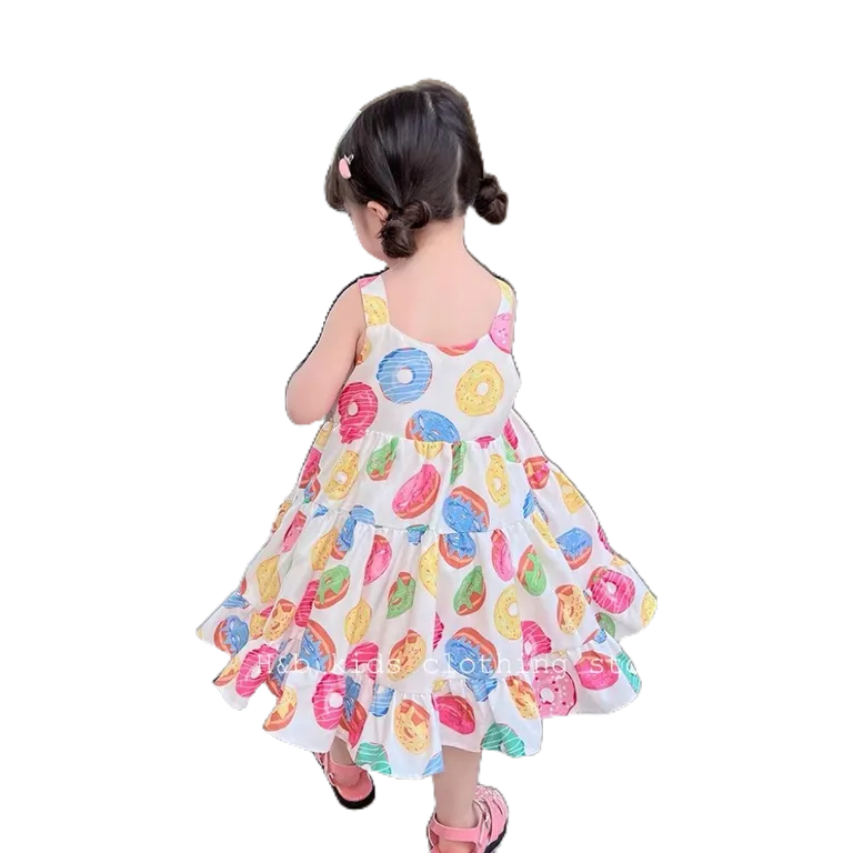 Váy Hai Dây Bản To Chất Liệu Tơ Họa Tiết Tròn Honey Bee Phong Cách Tiểu Thư Cho Bé Gái