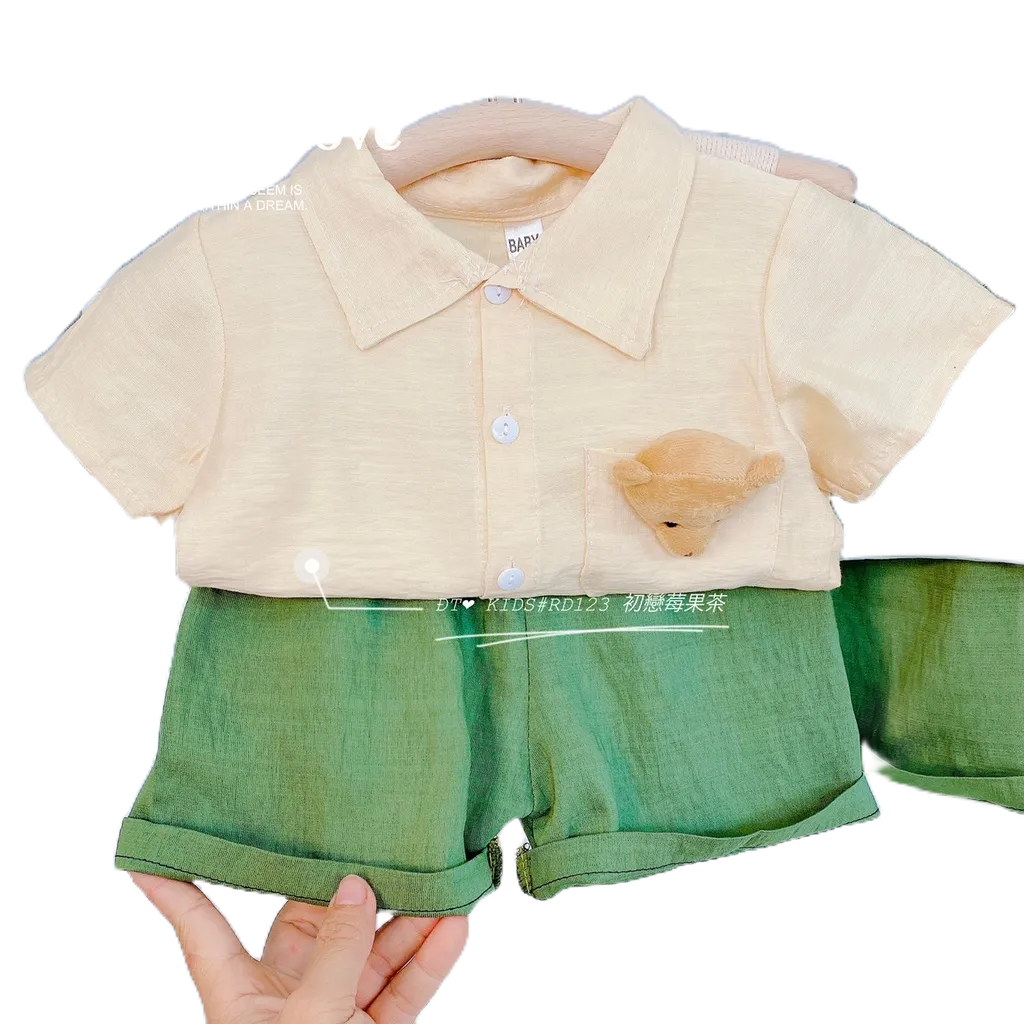 Sét Bộ Pizama Dũi Xước Siêu Mịn Áo Có Túi Kèm Gấu Thật Trước Ngực Cho Bé Từ 8-19kg