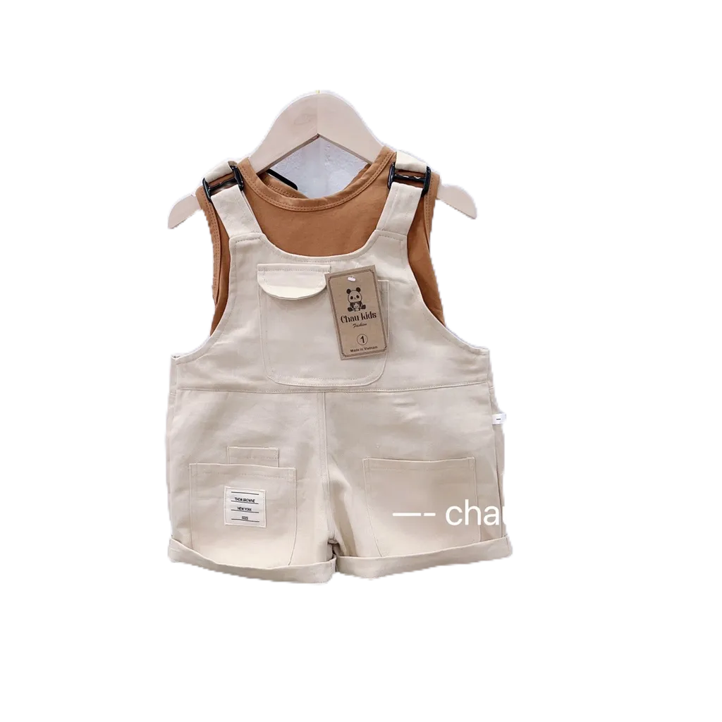 Sét Yếm Kaki Túi Thật Phối Áo Cotton Xịn Xò Honey Bee Cho Bé Trai Bé Gái Từ 10- 20kg