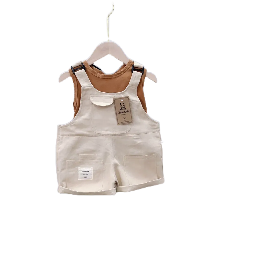 Sét Yếm Kaki Túi Thật Phối Áo Cotton Xịn Xò Honey Bee Cho Bé Trai Bé Gái Từ 10- 20kg