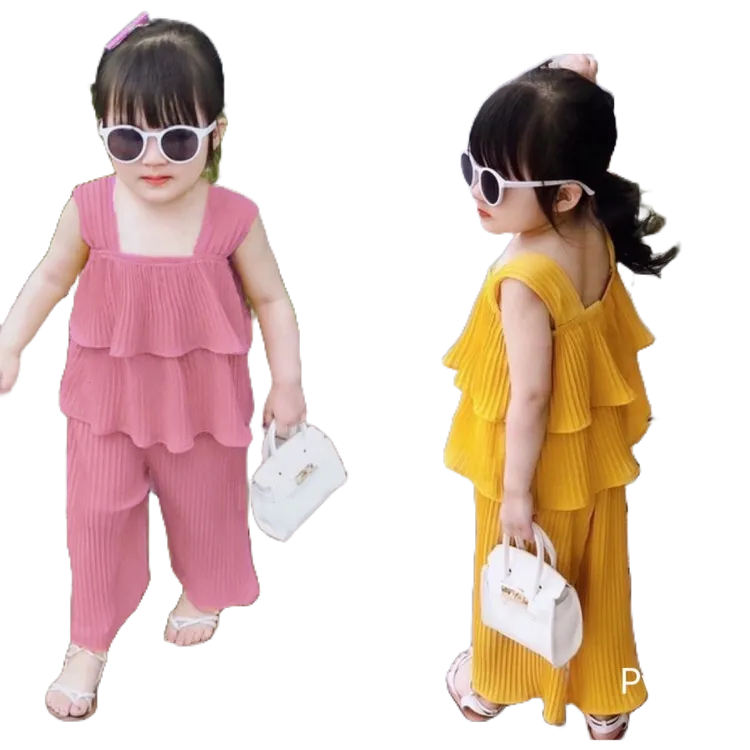Sét Bộ Dập Ly Dáng Áo Tầng Quần Ống Rộng Honey Bee Siêu Xinh Cho Bé Gái Từ 8-20kg