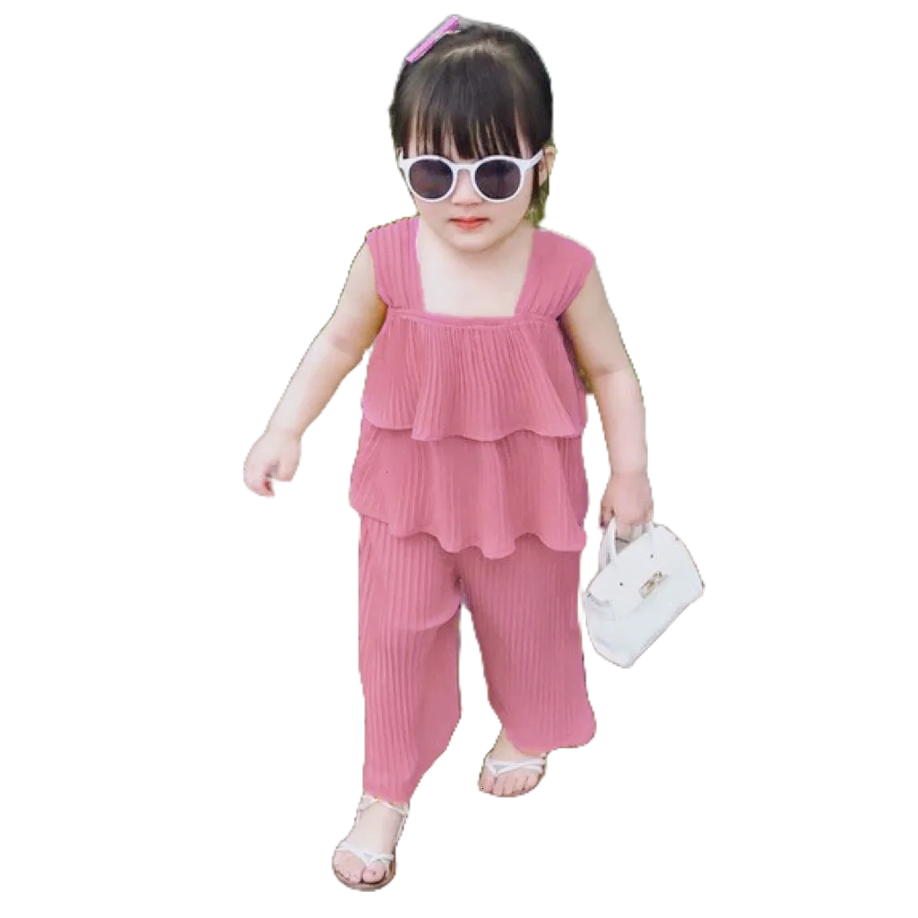 Sét Bộ Dập Ly Dáng Áo Tầng Quần Ống Rộng Honey Bee Siêu Xinh Cho Bé Gái Từ 8-20kg