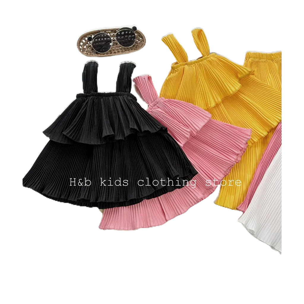 Sét Bộ Dập Ly Dáng Áo Tầng Quần Ống Rộng Honey Bee Siêu Xinh Cho Bé Gái Từ 8-20kg