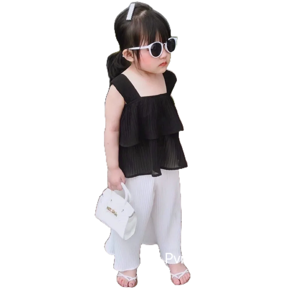 Sét Bộ Dập Ly Dáng Áo Tầng Quần Ống Rộng Honey Bee Siêu Xinh Cho Bé Gái Từ 8-20kg