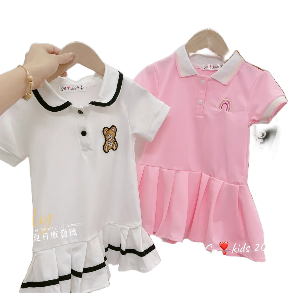 Váy Polo Cá Sấu Loại 1 In Hình Gấu Hai Màu HONEY BEE Xịn Xò Cho Bé Gái