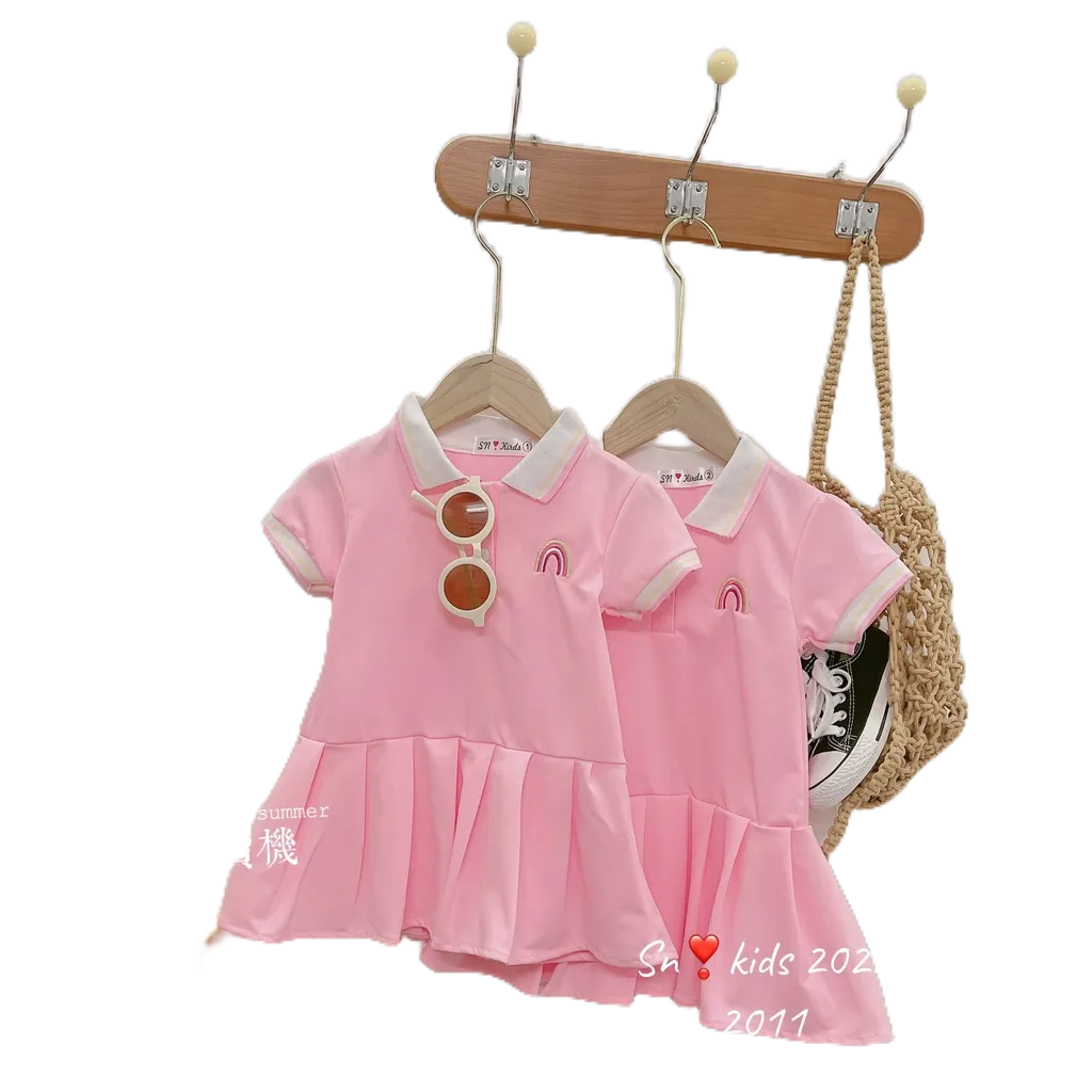 Váy Polo Cá Sấu Loại 1 In Hình Gấu Hai Màu HONEY BEE Xịn Xò Cho Bé Gái