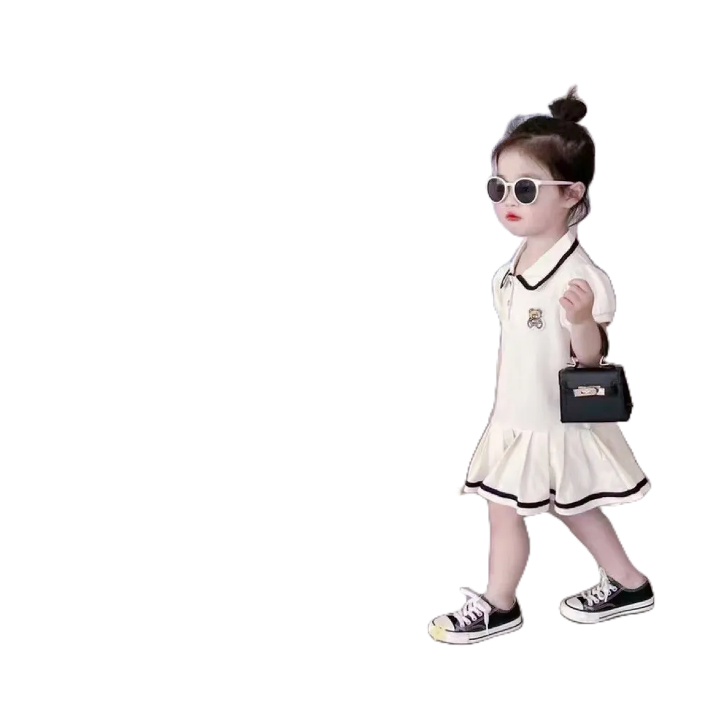 Váy Polo Cá Sấu Loại 1 In Hình Gấu Hai Màu HONEY BEE Xịn Xò Cho Bé Gái