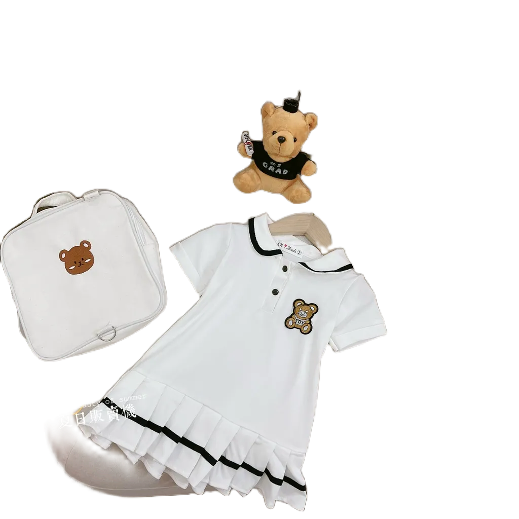 Váy Polo Cá Sấu Loại 1 In Hình Gấu Hai Màu HONEY BEE Xịn Xò Cho Bé Gái