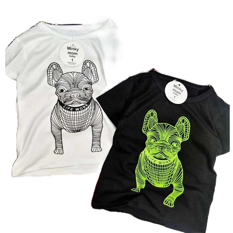 Áo Phông Cotton CÚN CON Nghộ Nghĩnh 2 Màu Đen Trắng Cho Bé Trai Bé Gái Từ 8-18kg