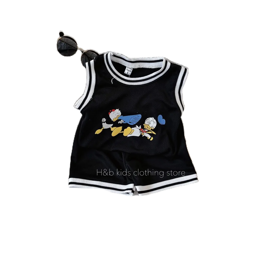 Sét bộ áo thun, áo phông cho bé trai  HONYBEE ba lỗ thông hơi viền kẻ từ 8-20kg