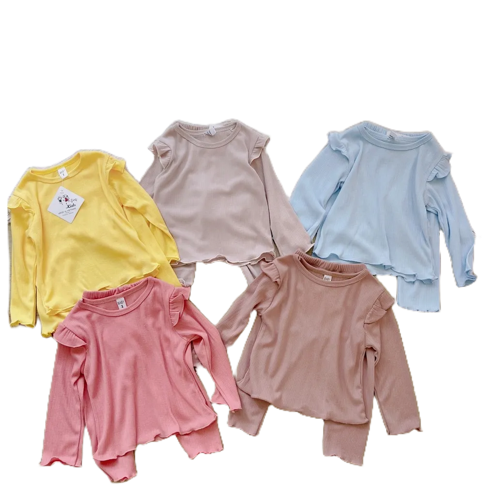 Bộ Dài Tay Chất Tăm Đũa Mềm Bèo Tay 5 màu HONEYBEE Cho Bé Gái  từ10-20kg