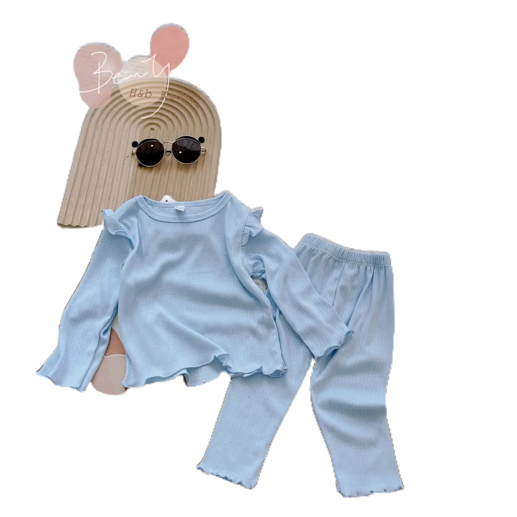 Bộ Dài Tay Chất Tăm Đũa Mềm Bèo Tay 5 màu HONEYBEE Cho Bé Gái  từ10-20kg