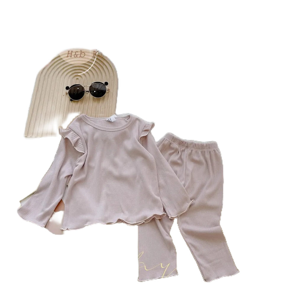 Bộ Dài Tay Chất Tăm Đũa Mềm Bèo Tay 5 màu HONEYBEE Cho Bé Gái  từ10-20kg