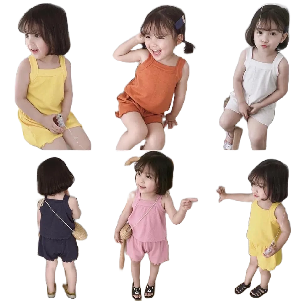 Bộ 2 Dây Bé Gái 5 Màu Dễ Thương Chất Cotton Tàu Mềm Mại