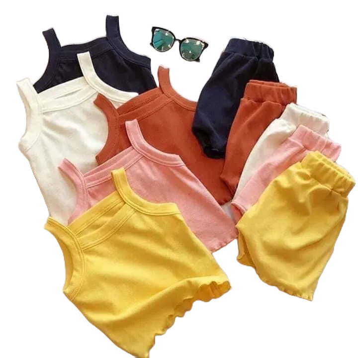 Bộ 2 Dây Bé Gái 5 Màu Dễ Thương Chất Cotton Tàu Mềm Mại