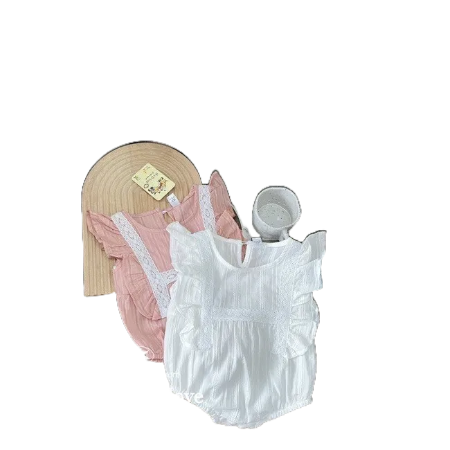 Sét Bộ Body Đũi Ren Bèo Hai Bên 2 Màu Trắng Hồng HONEYBEE Siêu Xinh Cho Bé Gái 5-13kg