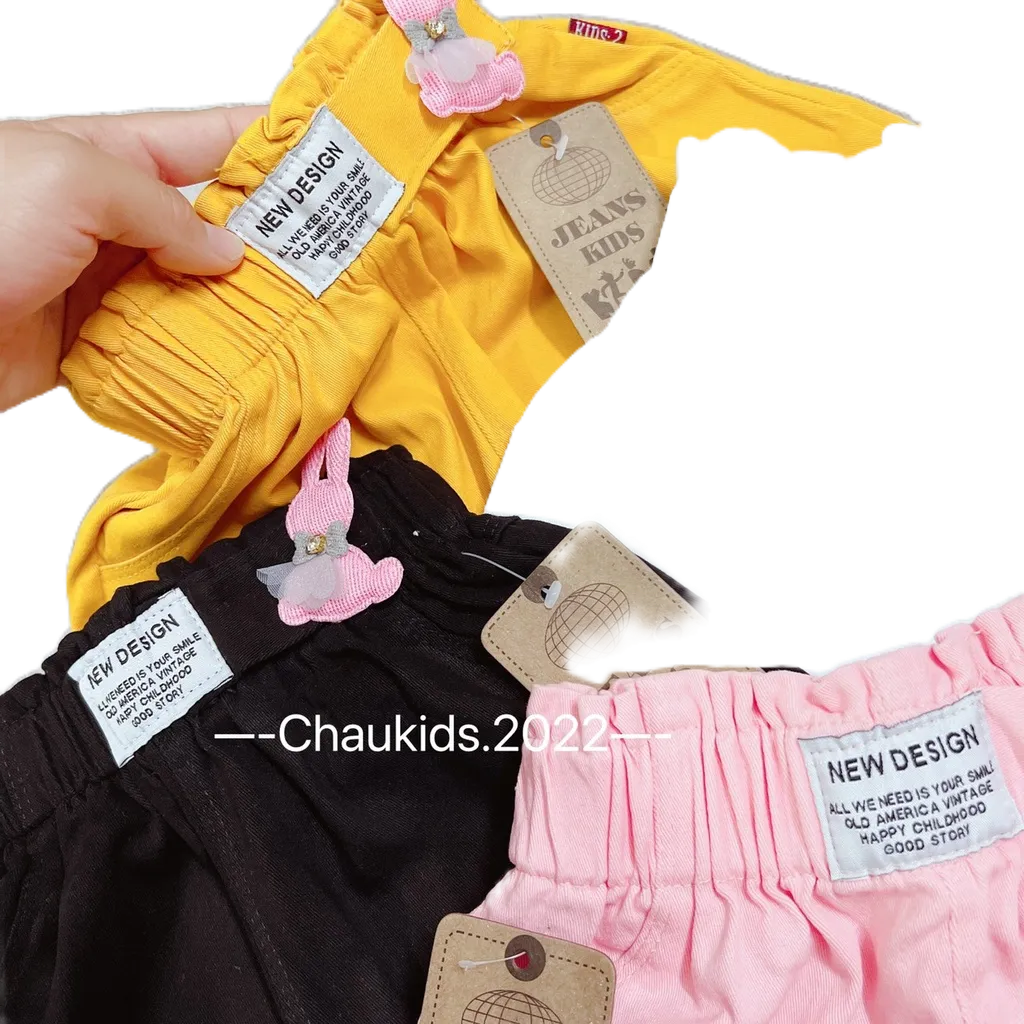 Quần  Kaki  Đai Thỏ 4 Màu Đen, Vàng Trắng Hồng HONEYBEE Siêu Xinh Cho Bé Gái