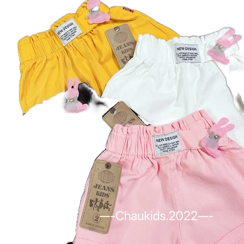 Quần  Kaki  Đai Thỏ 4 Màu Đen, Vàng Trắng Hồng HONEYBEE Siêu Xinh Cho Bé Gái