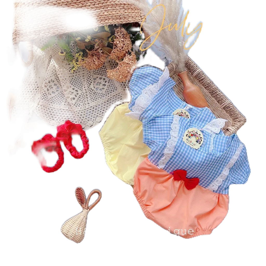 Sét bộ Body  nơ đỏ, viền ren HONEYBEE siêu xinh cho  bé yêu từ 3- 15 kg