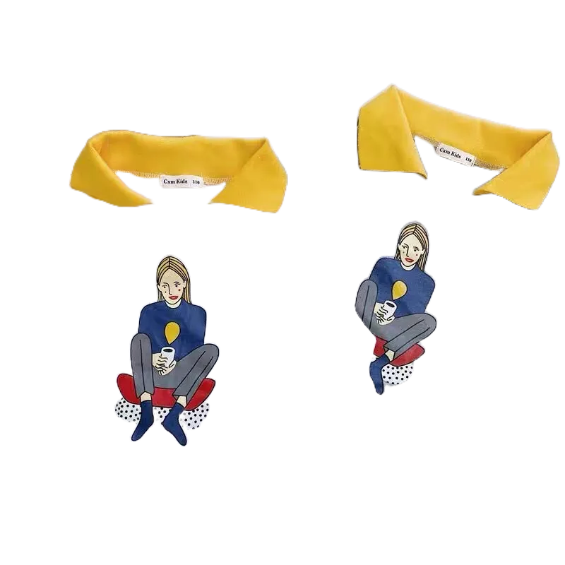 Váy dài có cổ  2 màu  in hình cô gái HONEYBEE siêu xinh cho bé gái từ 8 - 18 kg