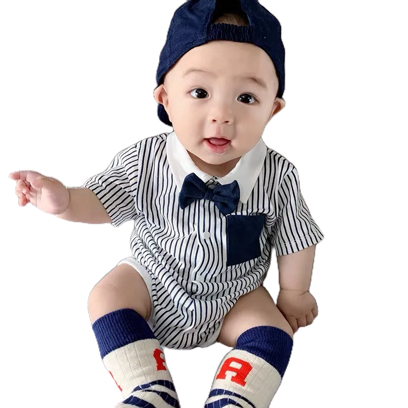 Sét Body Cotton Kẻ Sọc Nơ Cổ Đức HONEY BEE Cực Yêu Cho Bé Trai