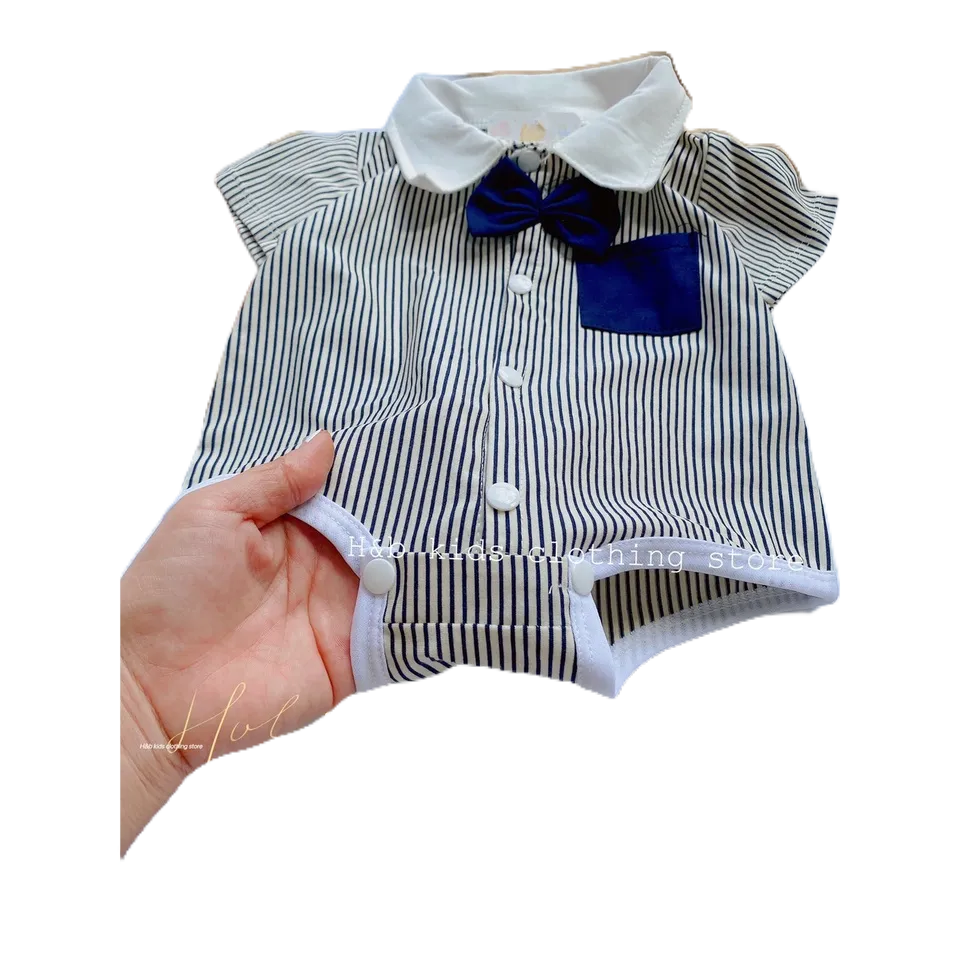 Sét Body Cotton Kẻ Sọc Nơ Cổ Đức HONEY BEE Cực Yêu Cho Bé Trai