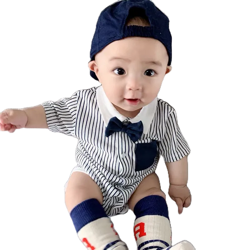 Sét Body Cotton Kẻ Sọc Nơ Cổ Đức HONEY BEE Cực Yêu Cho Bé Trai