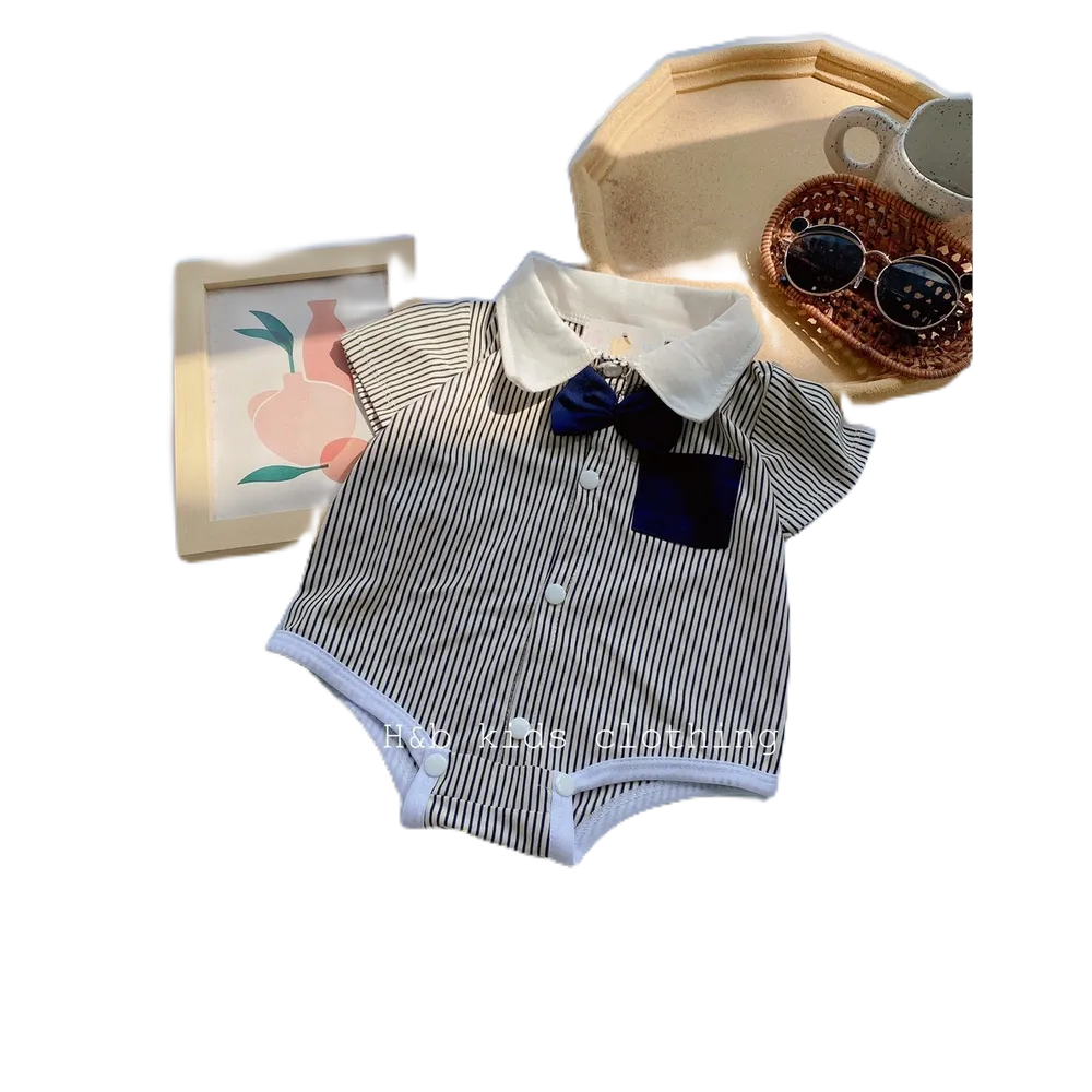 Sét Body Cotton Kẻ Sọc Nơ Cổ Đức HONEY BEE Cực Yêu Cho Bé Trai