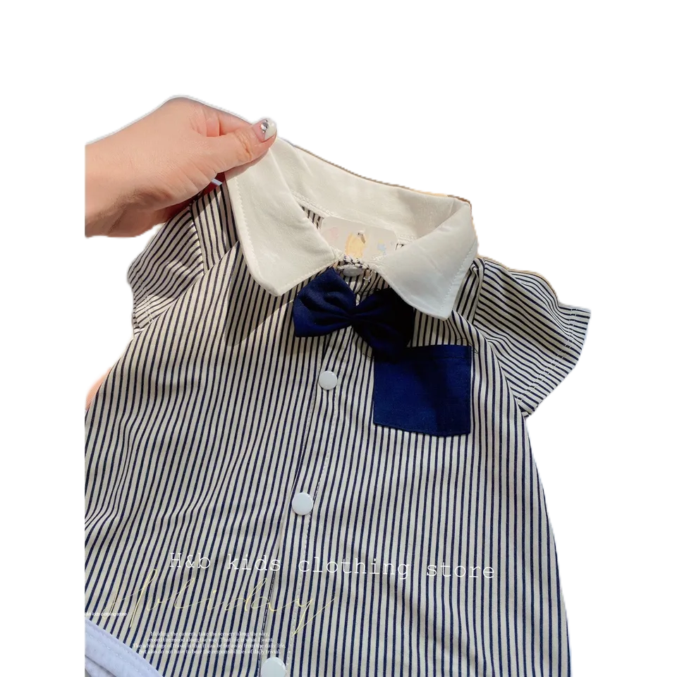 Sét Body Cotton Kẻ Sọc Nơ Cổ Đức HONEY BEE Cực Yêu Cho Bé Trai