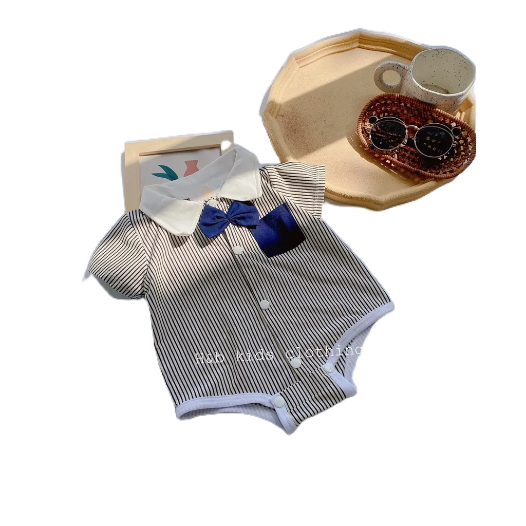 Sét Body Cotton Kẻ Sọc Nơ Cổ Đức HONEY BEE Cực Yêu Cho Bé Trai