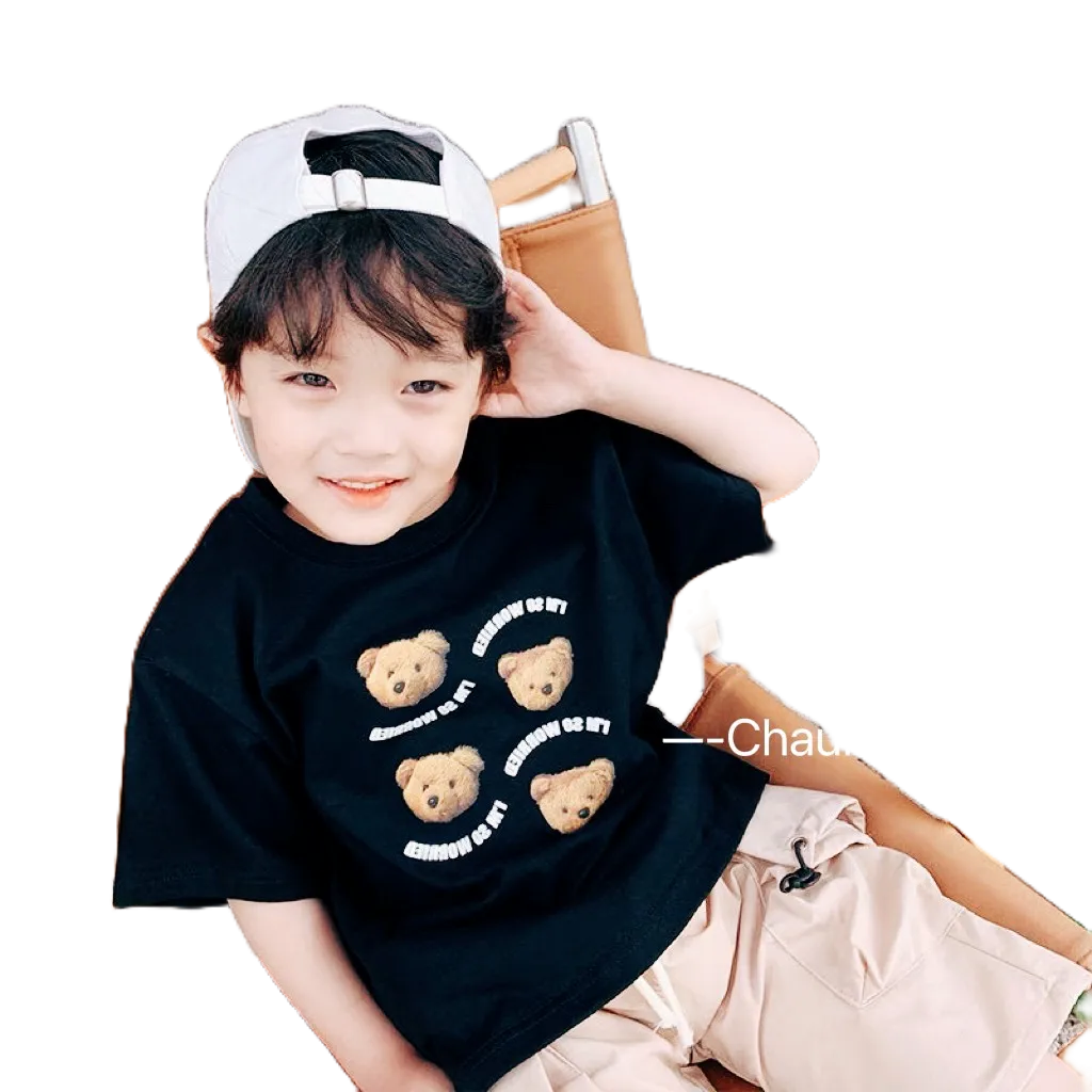 Áo Phông Cotton Mặt Gấu Honey Bee 2 Màu Siêu Đẹp Cho Bé Trai Từ 10-20kg