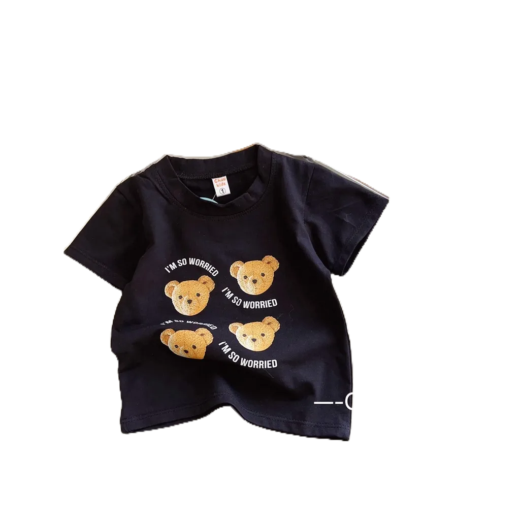 Áo Phông Cotton Mặt Gấu Honey Bee 2 Màu Siêu Đẹp Cho Bé Trai Từ 10-20kg